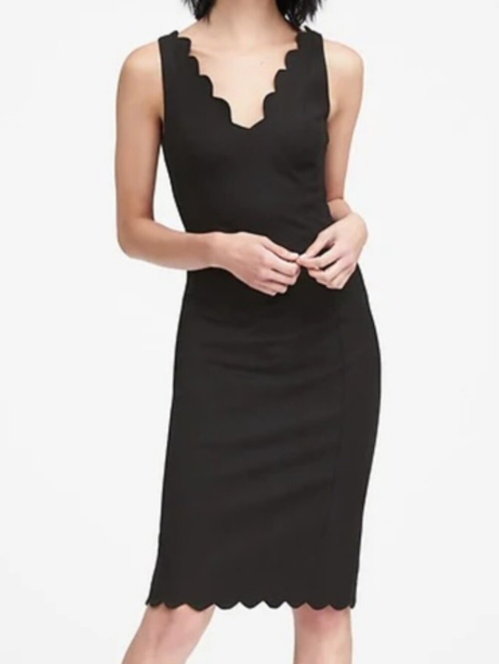 (Tall) NWT Banana Republic Bi-Stretch Scalloped Sleeveless Sheath Dress Sz 6T